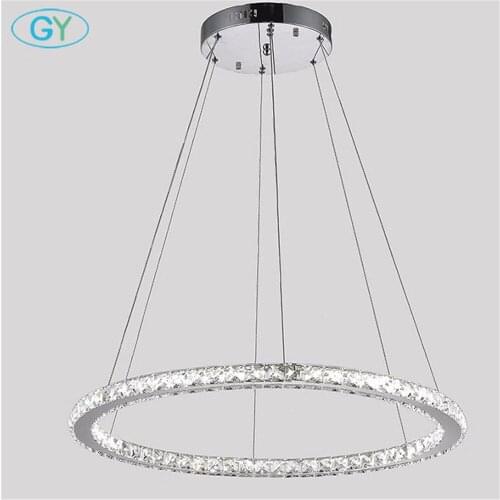 Modern D60cm D70cm D80cm LED ring chandelier 30W 36W 42W led crystal lustres Chrome ceiling chandelire lighting luminaire