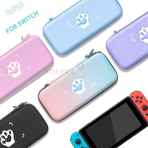 Cute Cat Claw Storage Bag for Nintendo Switch Portable Case Hard Shell Box For Switch Console Cover with Lanyard Dropshipping