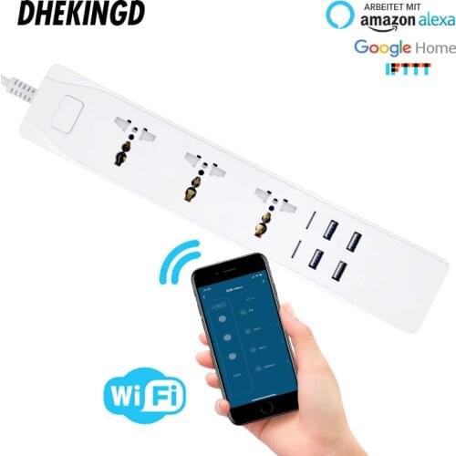 Wifi Smart Power Strip Universal 3 Sockets 2/4USB Charging Station Work with Alexa Google Home IFTTT UK/AU/EU/US Adapter Plugs