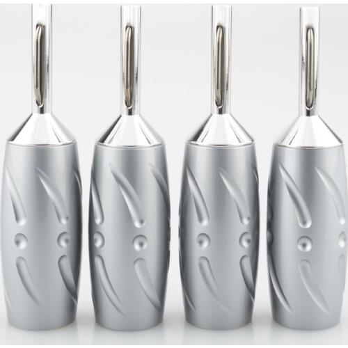 Viborg VB402R 4pcs Pure Copper Rhodium Plated Banana connector Hi-end Silver Plated banana plug for Speaker cable