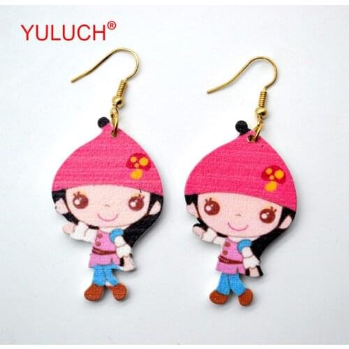 YULUCH Original fashion new design color art girl little girl wooden pendant for sweet romantic woman jewelry accessories gift