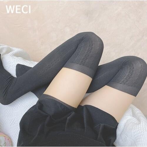 WECI Womens Thermal Socks Fancy Disguise Patchwork Tube Striped Hold Up Stockings Cotton Pantyhose Female Tights High For Girls