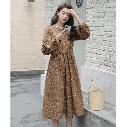 Lace Lace Long-Sleeved Floral Dress for Women Autumn Winter New Woman Dresses Vestido De Mujer Femme Robe