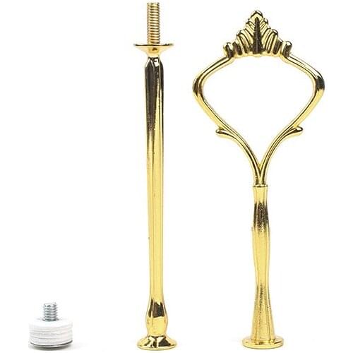 Golden Silver Crown Shape Handle Birthday Fitting Cupcake Wedding Dessert 2 Tier Metal Cake Stand Rods