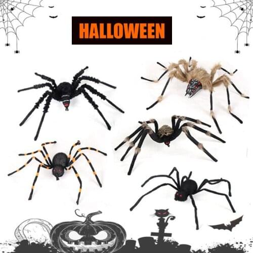 1pcs/lot Party Supplies Halloween Props Horror Spider with Light Plush Animals Tricky Toys For Haunted House Party Decorations
