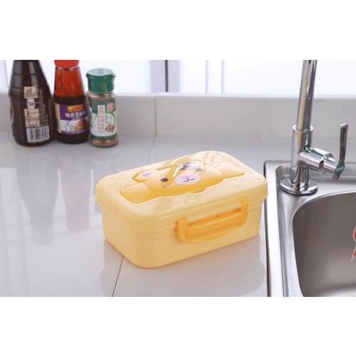 1PC Cute Microwavable Solid Color PP Plastic Eco-Friendly Lunch Boxes Cuboid Lunch Boxes OK 0328