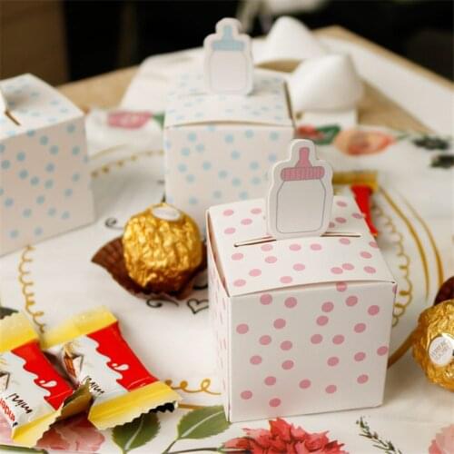 10pcs Girl and Boy Baby Feeding Bottle Candy Gift Box Baby Shower Party Candy Dragee Box Kids Wedding Birthday Party Decoration