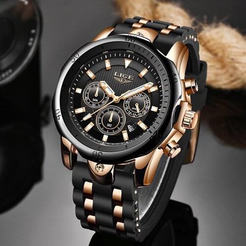 LIGE Men Sports Watch Chronograph Silicone Strap Quartz Army Military Watches Clock Men Top Brand Luxury Watch Male Reloj Hombre