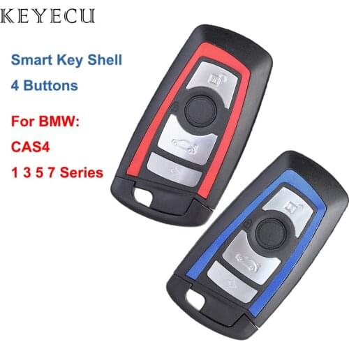 Keyecu Remote Key Shell Case Cover 4 Buttons for CAS4 BMW 1 3 5 7 Series 2009-2016, Fits for YGOHUF5662, YGOHUF5767, HUF5661