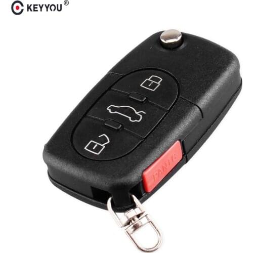 KEYYOU 10x For Audi TT A4 A6 A8 S4 S6 S8 TT Old Models CR1620/CR1616 3 Buttons Flip Remote Key Case Shell HU66 Blade