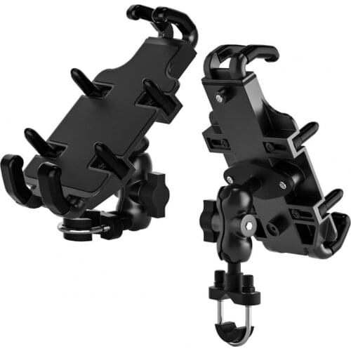 Motorcycle Phone Holder Aluminum Alloy 360-Degree Rotation Universal GPS Bracket with 8 Claws for Handlebar Rear-mirror Mount