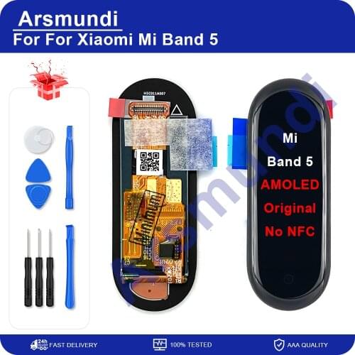 Original AMOLED For Xiaomi Mi Band 5 LCD Display Screen Touch Digitizer For Xiaomi Band 5 Smart Watch Wristband Bracelet LCD