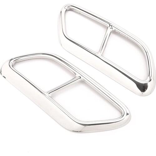 For Volvo S90 2017 2018 Stainless Steel 2 Pcs Car Exhaust Pipe Tail Throat Decor Frame Trim Cover Liner Accessories