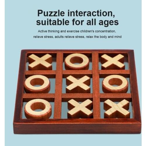 Tic-tac-toe Toy Puzzle Game XO Chess Wooden Double Battle Parent-child Interaction