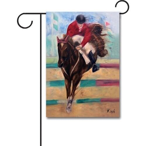 Custom The Equestrian Flag Garden Flag 12x18inches Polyester Double Sided Banner Without Flagpole Home Decoration Outdoor