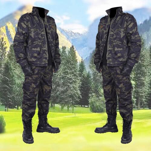 2021 Camouflage Overalls Suit Military Cargo Sets Male Labor Insurance Cotton Welding Anti-scald Wear-resistant Elastic Clothing