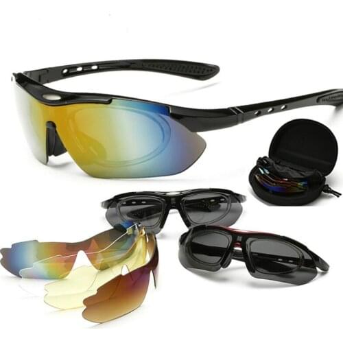 Cycling Glasses Outdoor Set Bicycle Sunglasses 5 Sports Polarized Sunglasses Set General Design Driving and Hiking Sandbeach