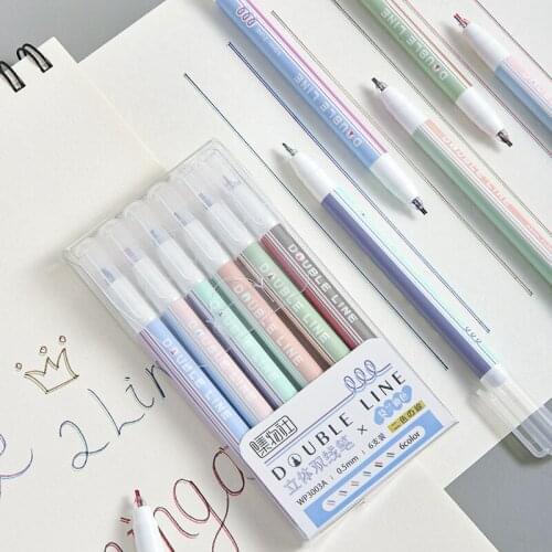 Outline Glitte Markers Set Lettering Brush Pens Double Line Pen for Scrapbooking School Student Drawing Art Supplies Stationery