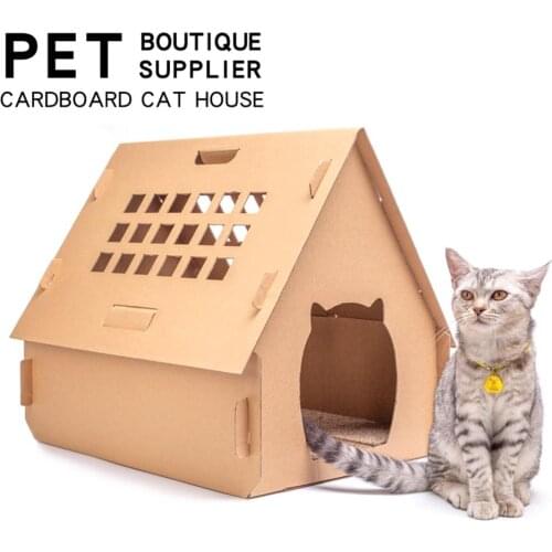 Big Capacity Cat Bed Pet Sleeping House Corrugated Cat Scratching Post DIY Foldable House For Small Abimals Cats Kittens