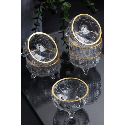 Queens Kitchen 6 Pcs Crystal Gilded Glass 3 Flip Lux Lokum-Confectionary