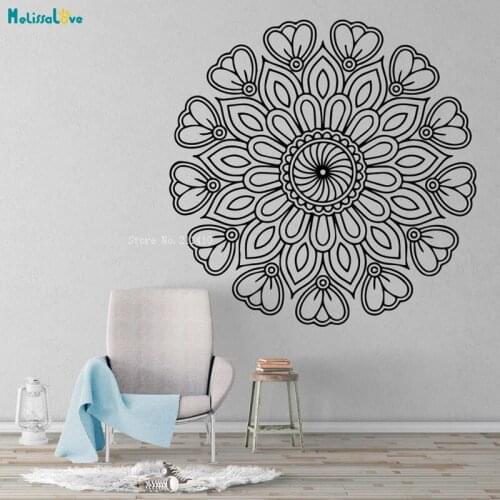 Mandala Wall Art Sticker Stencil Home Decor Headboard Living Room Bedroom Self-adhesive Exquisite Murals Gift YT2389