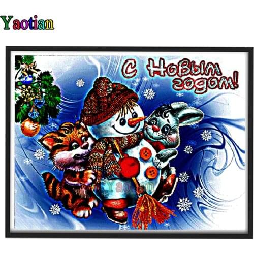 New Arrival Diamond Painting Cartoon snowman and rabbit Full Square 5D Diamond Embroidery Mosaic Navidad Decor Gift for Kids