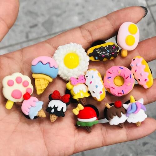 Wholesale 14Pcs Chocolate Cake Dessert Ice Cream Shoe Accessories Shoe Charms Resin Shoe Decoration Fit Girls Backpack