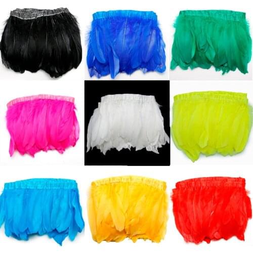 1 meter/lot Goose Feather Ribbon Dyed Goose Feather Trimming For Wedding Dress Skirt Decoration DIY Clothing Accessories
