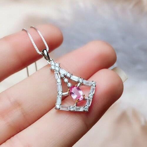 JK Newly-design Pendant Necklace for Women Oval Pink Cubic Zirconia Aesthetic Wedding Necklaces One Piece Fashion Jewelry