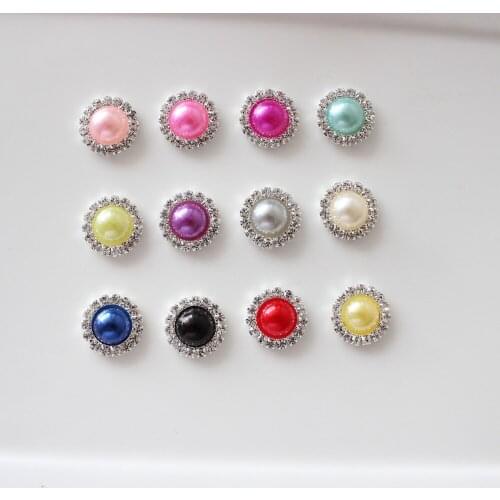 16mm Buttons flatback pearl rhinestones button wedding embellishment rhinestone headband DIY accessory