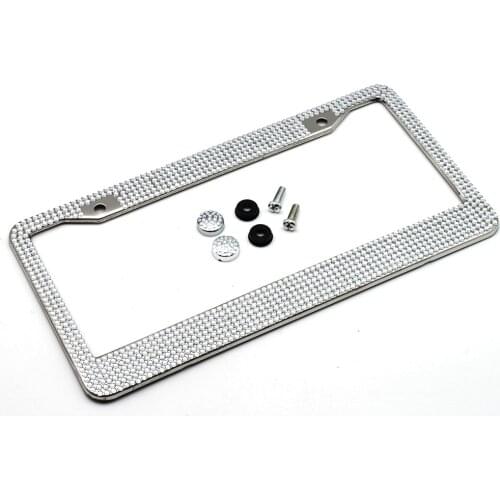 1 PC Crystal Diamond USA Car License Plate Frame Women Luxury Handcrafted Rhinestone Car Frame Plate with Screw For U.S Model