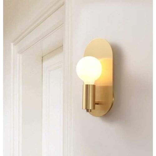 Nordic brass wall lamp personality creative living room background wall lamp hotel bedroom bedside copper wall lamp LB12239