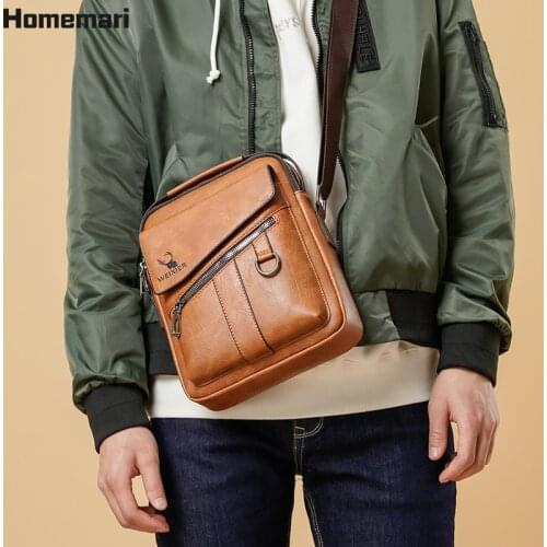 Mens Bag 2021 Shoulder Bag Business Vintage Crossbody Bags Quality Male Bag Leather Handbag Large Capacity Messenger Tote Bags