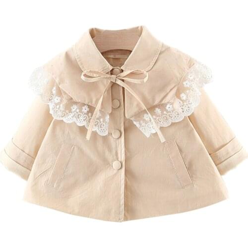 Baby Girls Windbreaker 2020 Spring Jackets For Girls Trench Coats lace patchwor Coat Children Outerwear For 2-7Yrs Girls Clothes