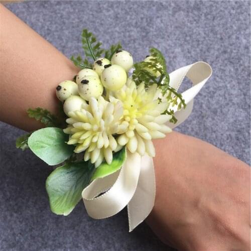WeddingBobDIY Artificial Flower Bride Wrist Corsage Hand Wedding Flowers Party Decoration