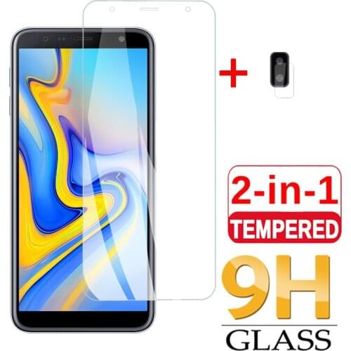 2in1 Tempered Glass For Samsung Galaxy J6 Plus J4 Plus Screen Protector For Samsung J 6 J 4 plus Screen Glass Camera Lens Film