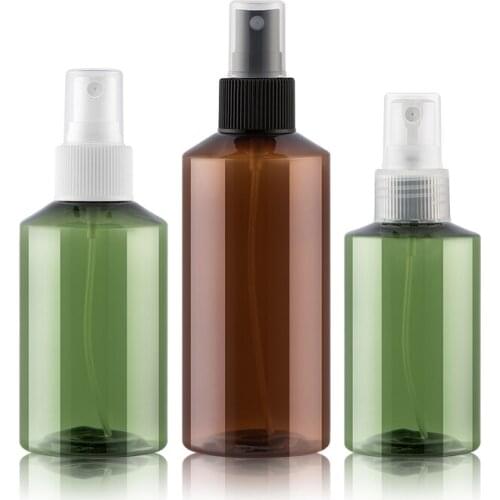 Green/Brown 24pcs/lot 50ml 100ml 150ml 200ml 500ml spray pump bottle oblique shoulder plastic Perfume Fine Mist Spray Bottle