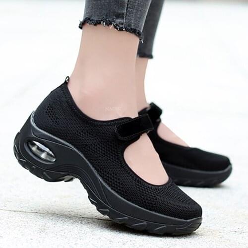 2021 New Air Cushion Flat Shoes Women Mesh Sneakers Breathable Women Shoes Increase Ladies Casual Shoes Zapatos De Mujer 35-42