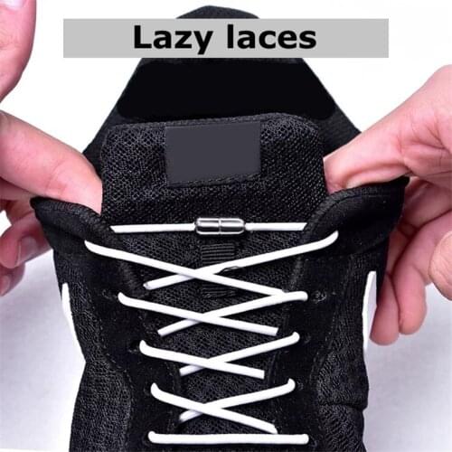 1Pair Lazy Shoe Laces No Tie Elastic Locking Shoelaces Kids Adult Sneakers Quick Metal capsule buckle shoelace 19 Colors