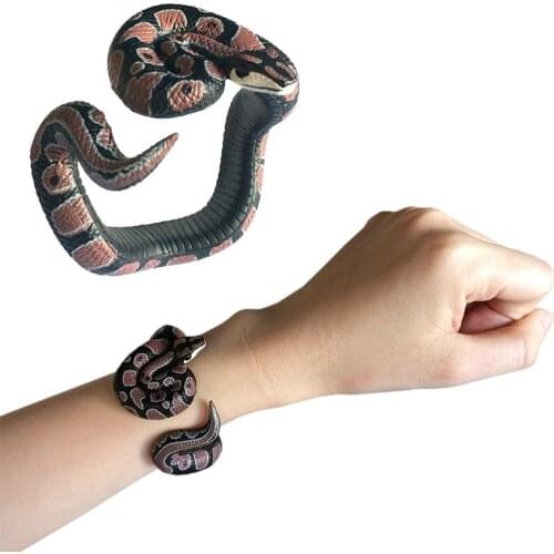 1pcs Toy Fake Snake Simulation Snake Resin Bracelet Scary Rattlesnake Cobra Funny Birthday Party Prank Gifts
