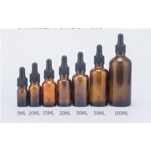 10pcs/lot 5ml 10ml 15ml 20ml 30ml 50ml 100ml Amber Glass Liquid Reagent Pipette Bottle Eye Dropper Drop Aromatherapy Selling