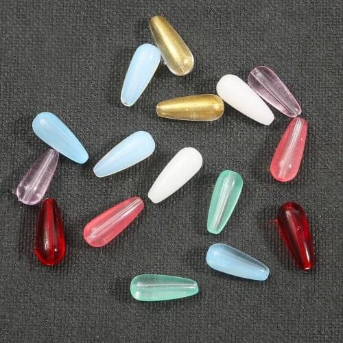 New arrival 10pcs Multicolor Dia 8X19mm Glass Water Drop Shape Beads Glass Beads Loose Spacer Round Beads For DIY Jewelry Making