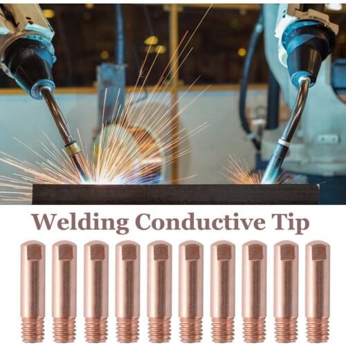 10 Pcs High Quality MB-15AK Mig/Mag 0.8/1.0/1.2mm Welding Torch Contact Tips Thread Gas Nozzle Conductive Soldering Accessories
