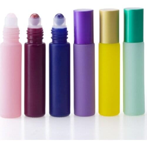 150pcs/lot 10ML Essential Oil bottle glass Roller Ball Bottles with Natural jade stone roller