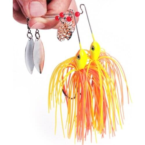 2Pcs 17g Jig Head Spinner Bait Silica Gel Beard Metal Bait Sequin Pike Fishing Tackle Soft Fishing Lure Bass