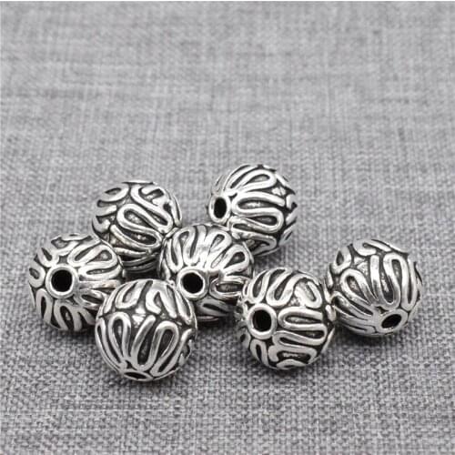 2 Pieces of 925 Sterling Silver Engraved Spiral Round Beads for Bracelet Necklace 10mm
