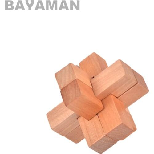 3D Wooden Kong Ming Lock Puzzle Educational Aduits Kids Excellent Design IQ Brain Teaser Gifts
