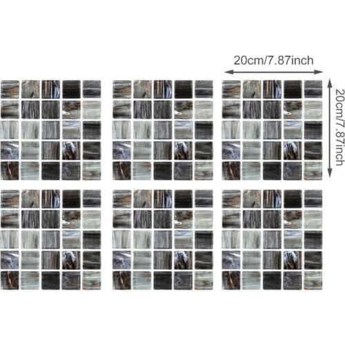 6Pcs European Style Brief Plaid Waterproof Tile Stickers Kitchen Bathroom Floor Wall Decor Sticker Supplies Accessories Products