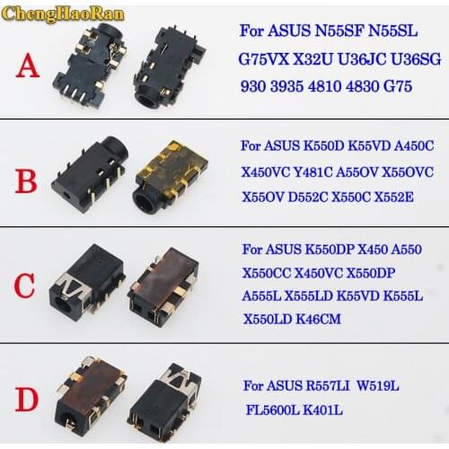 ChengHaoRan Notebook Laptop Audio Headphone Microphone Jack Socket for Asus N55SF U36JC U36SG X450VC X552E X450 A550 K401L W519L