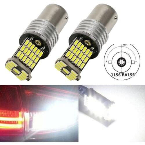 Car Signal Lamp 1156 BA15S P21W 4014 45SMD LED BA15S Car Tail Bulb Brake auto Reverse Light With Resistor red white yellow